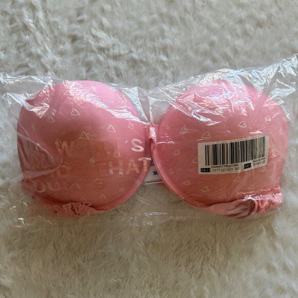PINK Victoria's Secret Other - NWT Victorias Secret PINK Super Push-Up Underwire Bra Petal Pink w/ Hearts 38D